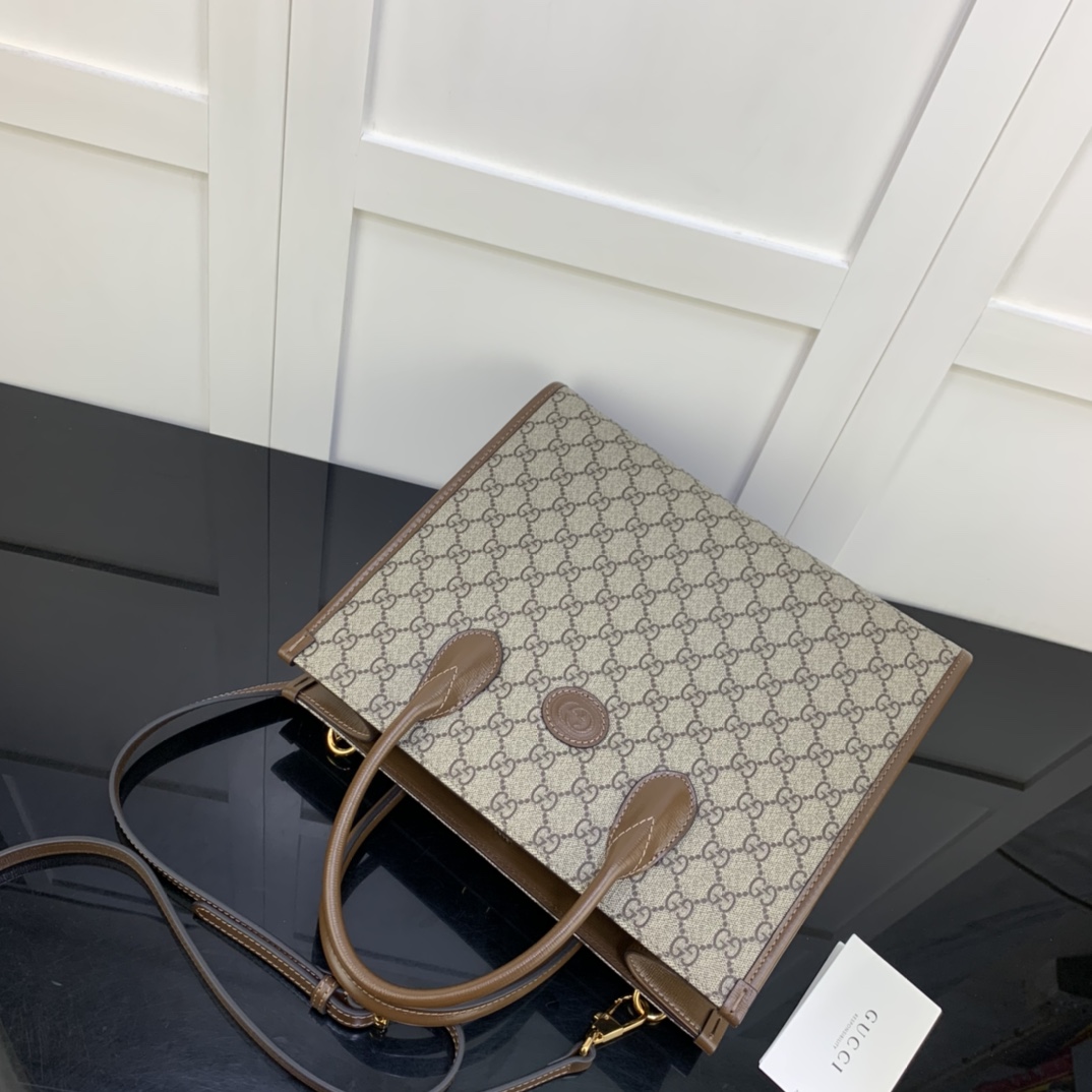 Gvc*1 gg small tote bag beige svp*me canvas 659983 31 x 26.5 x 14 cm