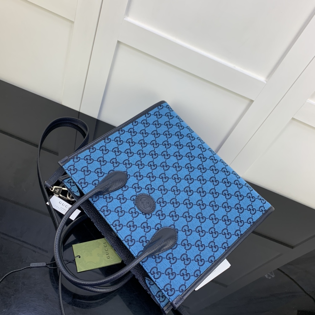 Gvc*1 gg small tote bag blue svp*me canvas 659983 31 x 26.5 x 14 cm