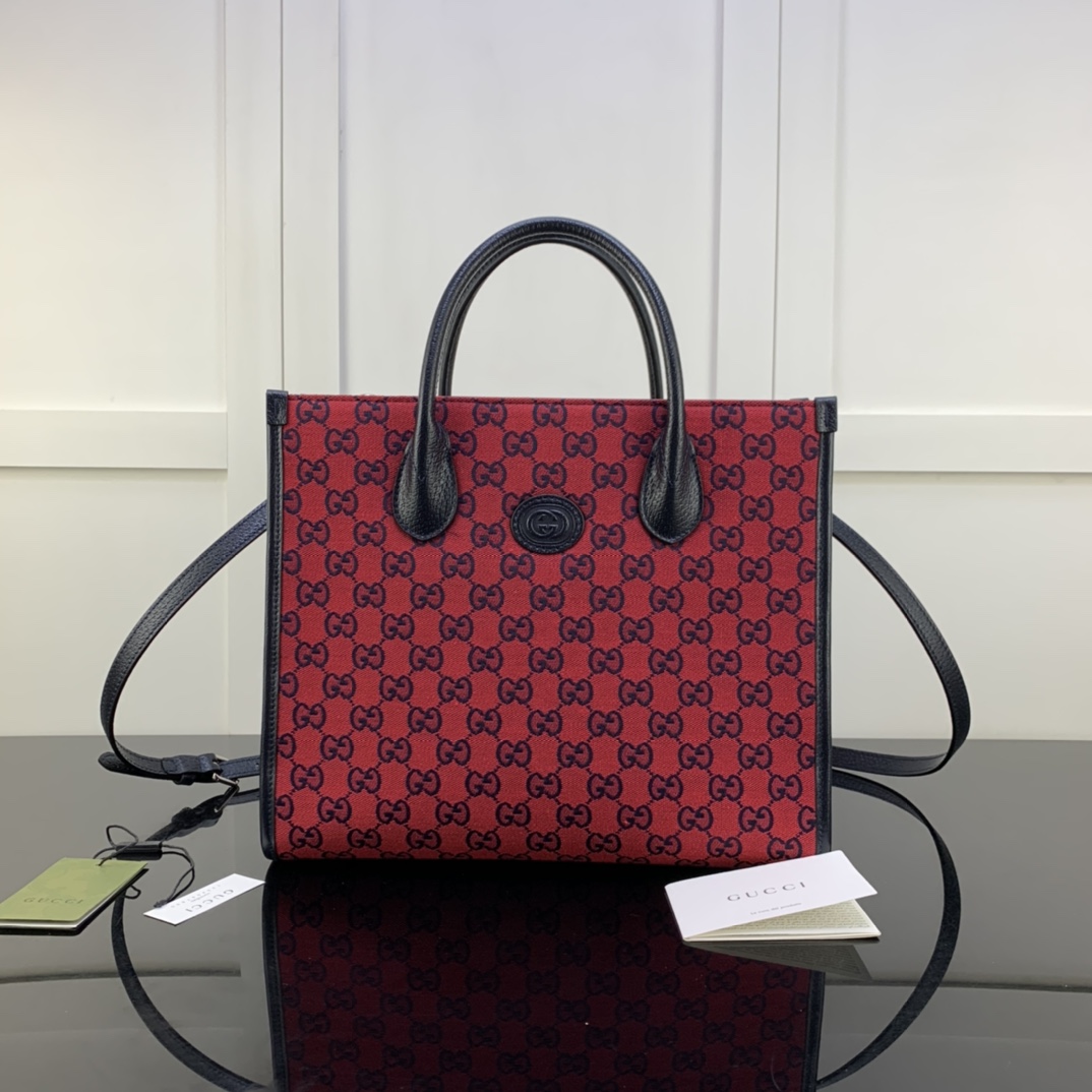 Gvc*1 gg small tote bag red svp*me canvas 659983 31 x 26.5 x 14 cm
