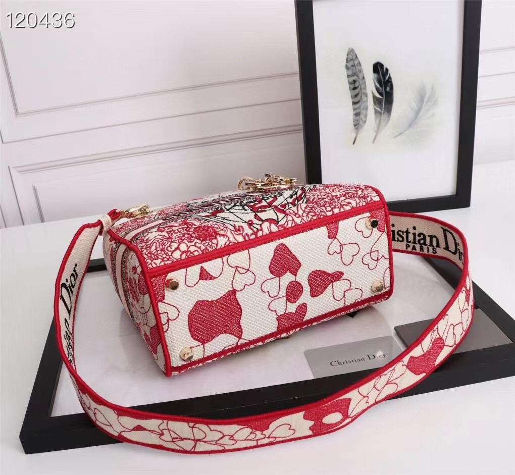 D10r medium lady D10ramour d-lite bag cannage embroidery red m0565 24 x 20 x 13 cm