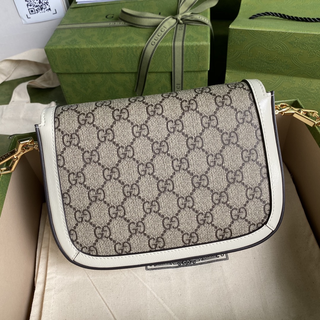 Gvc*1 mini horsebit 1955 bag gg svp*me canvas beige and white 658574 20.5 x 14 x 5 cm