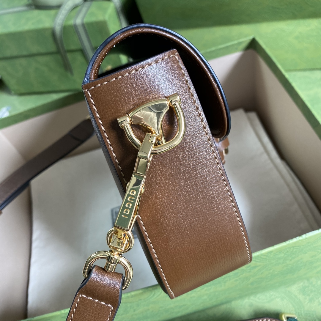 Gvc*1 mini horsebit 1955 bag leather brown 658574 20.5 x 14 x 5 cm