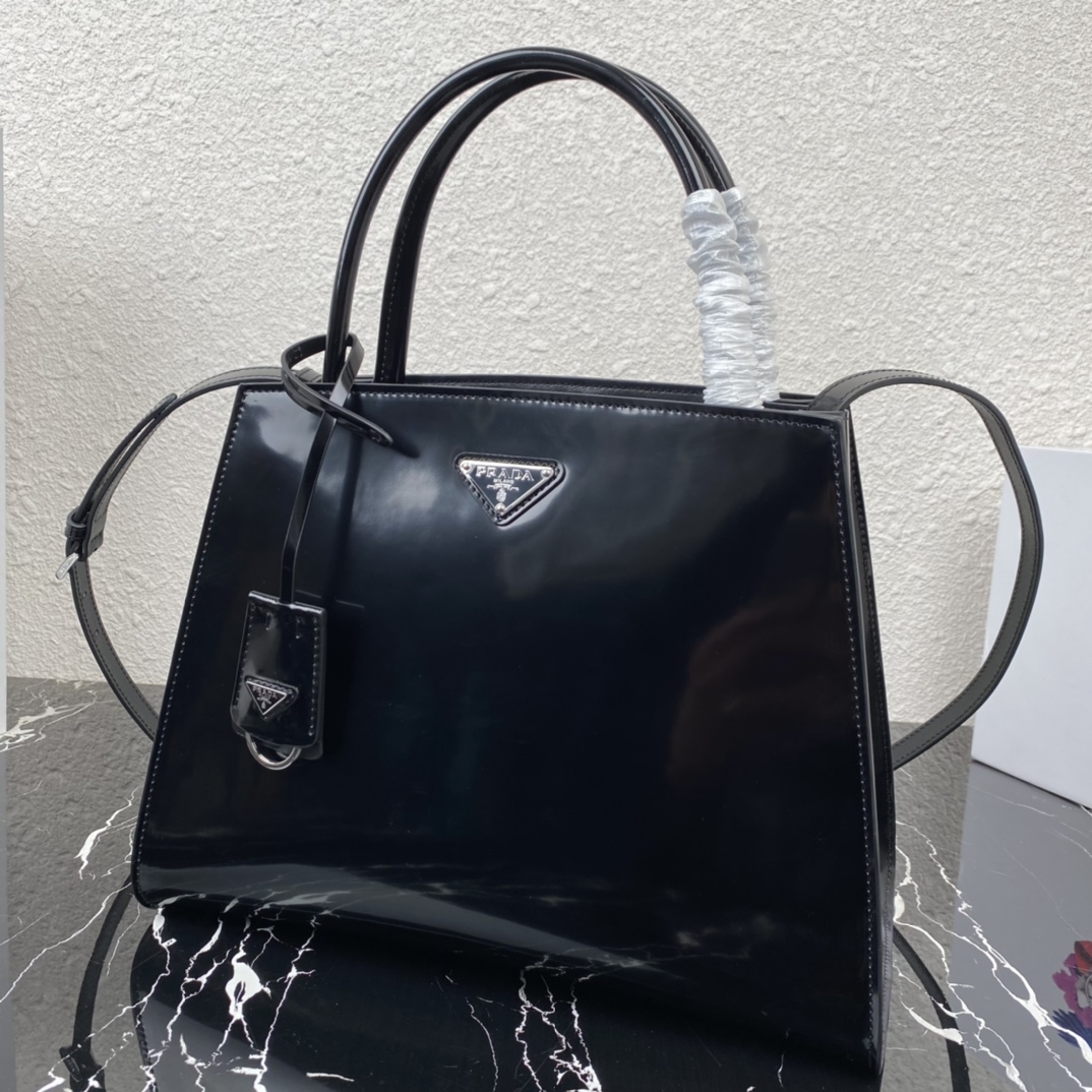 Pra*a brushed nappa lining leather handbag 1ba321 31 x 23 x 14 cm