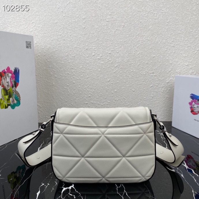 Pra*a spectrum nappa lining leather bag chalk white 1bd283 23 x 18 x 5 cm