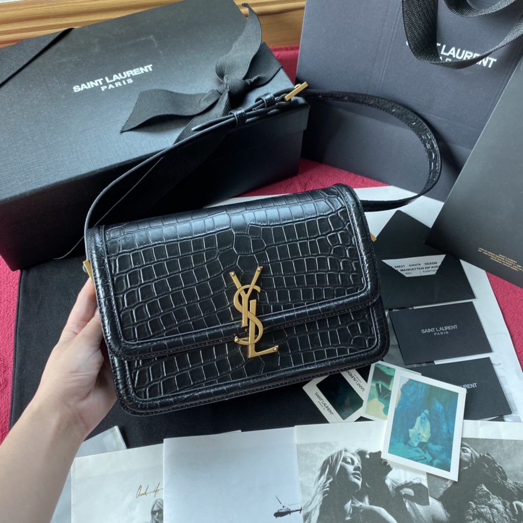 Y51 medium solferino satchel in box crocodile leather black 634305 23 x 16 x 6 cm