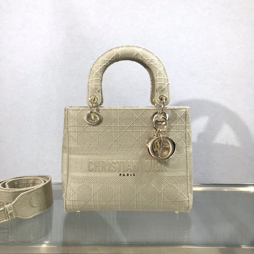 D10r medium lady d-lite bag creme cannage embroidery m0565 24 x 20 x 11 cm