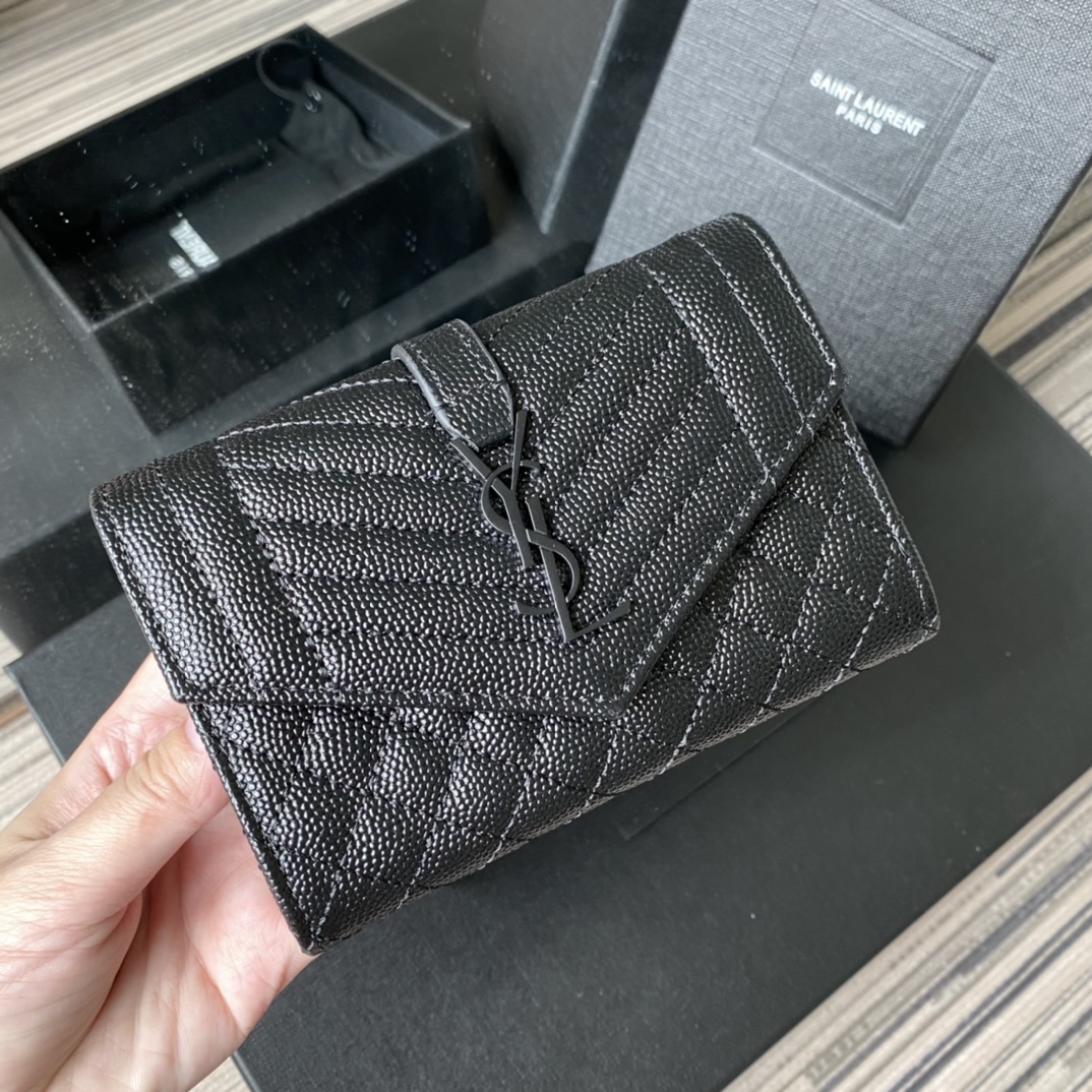 Y51 small monogram envelope wallet in mix matelassÉ grain de poudre embossed leather black metal 651026 13.5 x 9.5 x 3 cm
