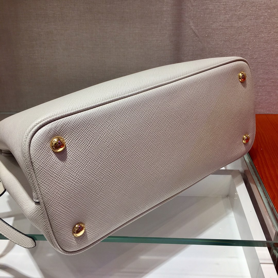 Pra*a medium saffiano leather double Pra*a bag white 1bg775 33 x 24.5 x 14 cm