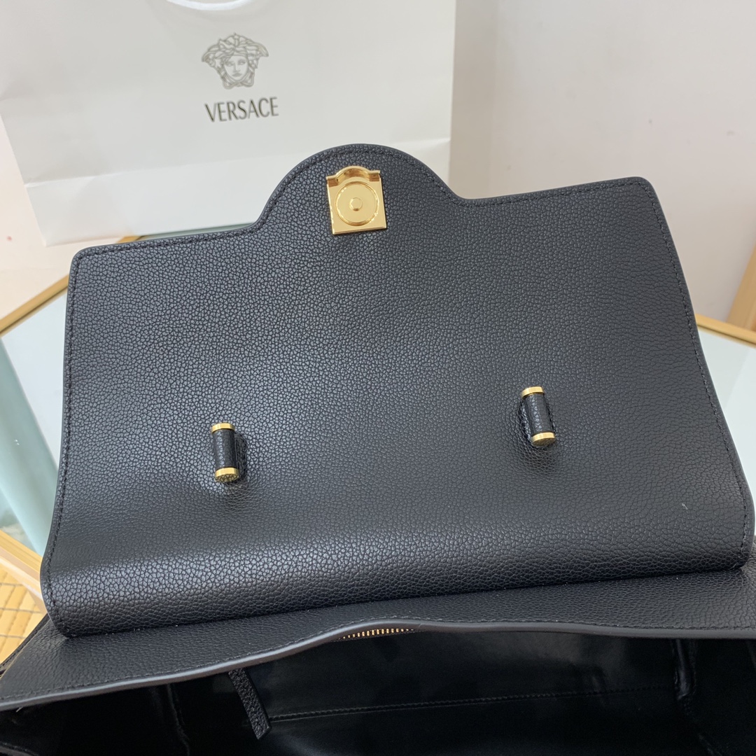 VERSACE LARGE LA MEDUSA HANDBAG Golden Metal Black DBFI038 35 x 14 x 25 cm