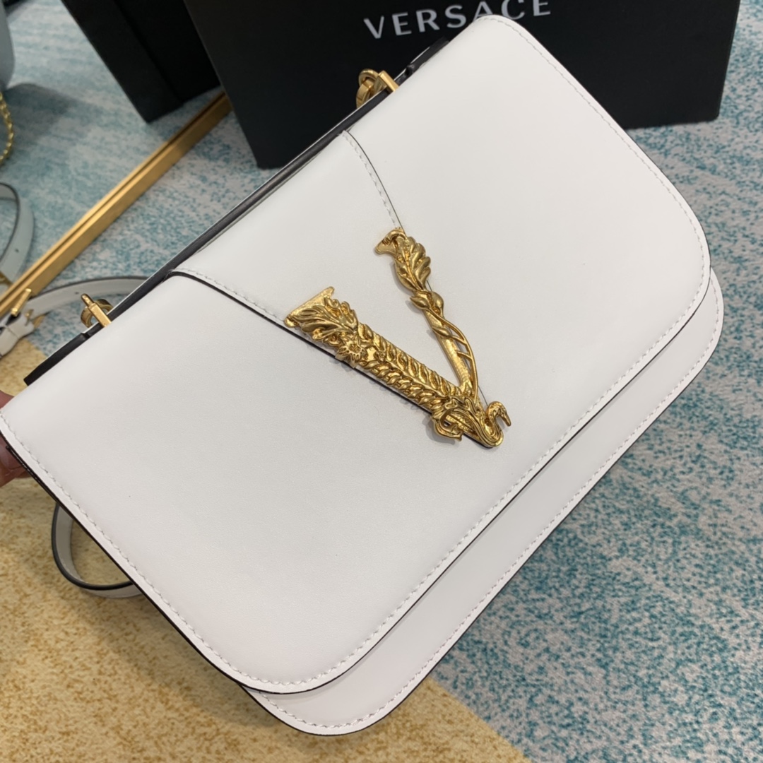 VERSACE VIRTUS Shoulder Bag White DBFG985 24 x 9 x 16.5 cm