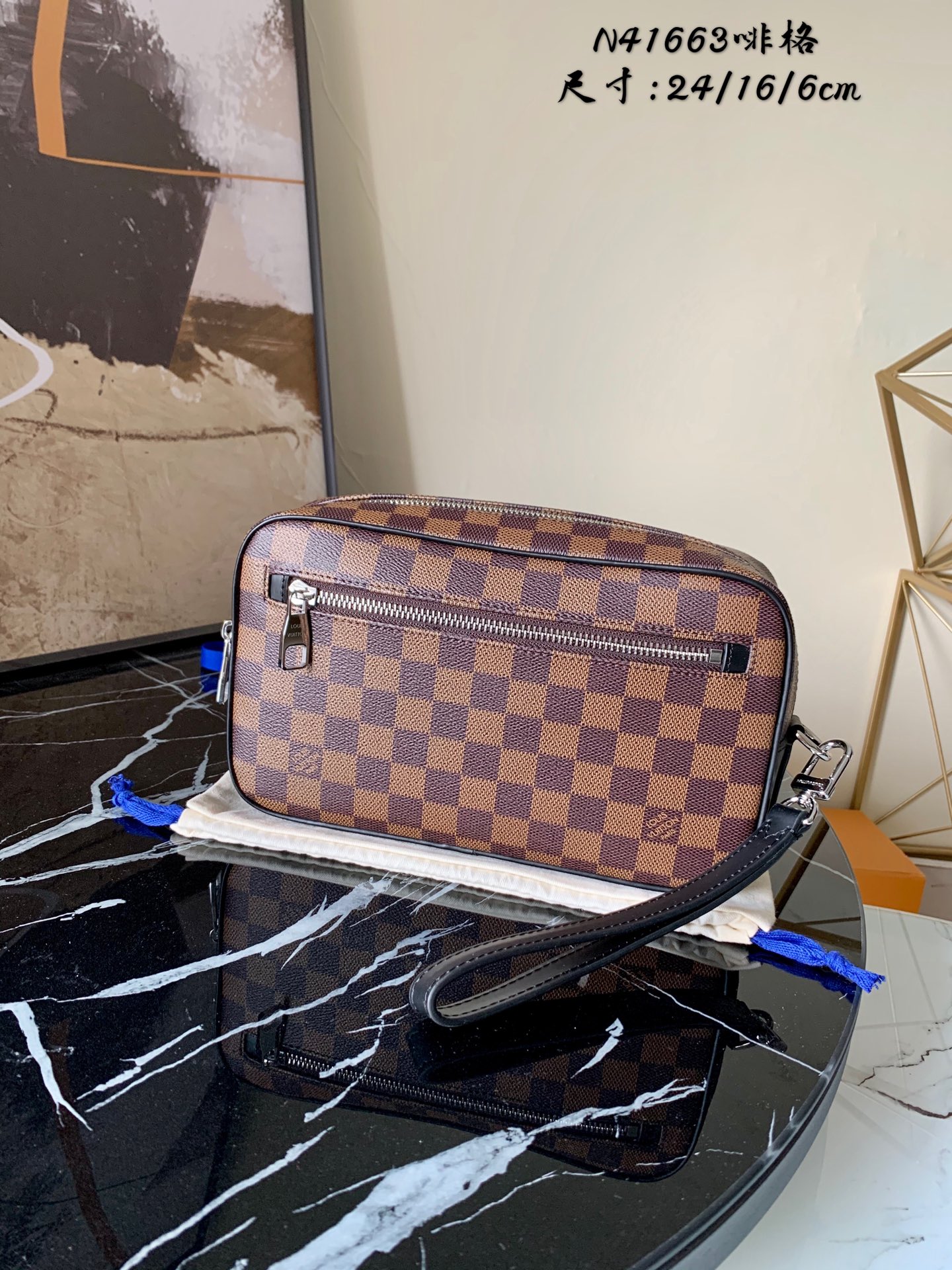 l0vis Vvtt0n kasai clutch damier graphite canvas brown n41664 24 x 16 x 6 cm