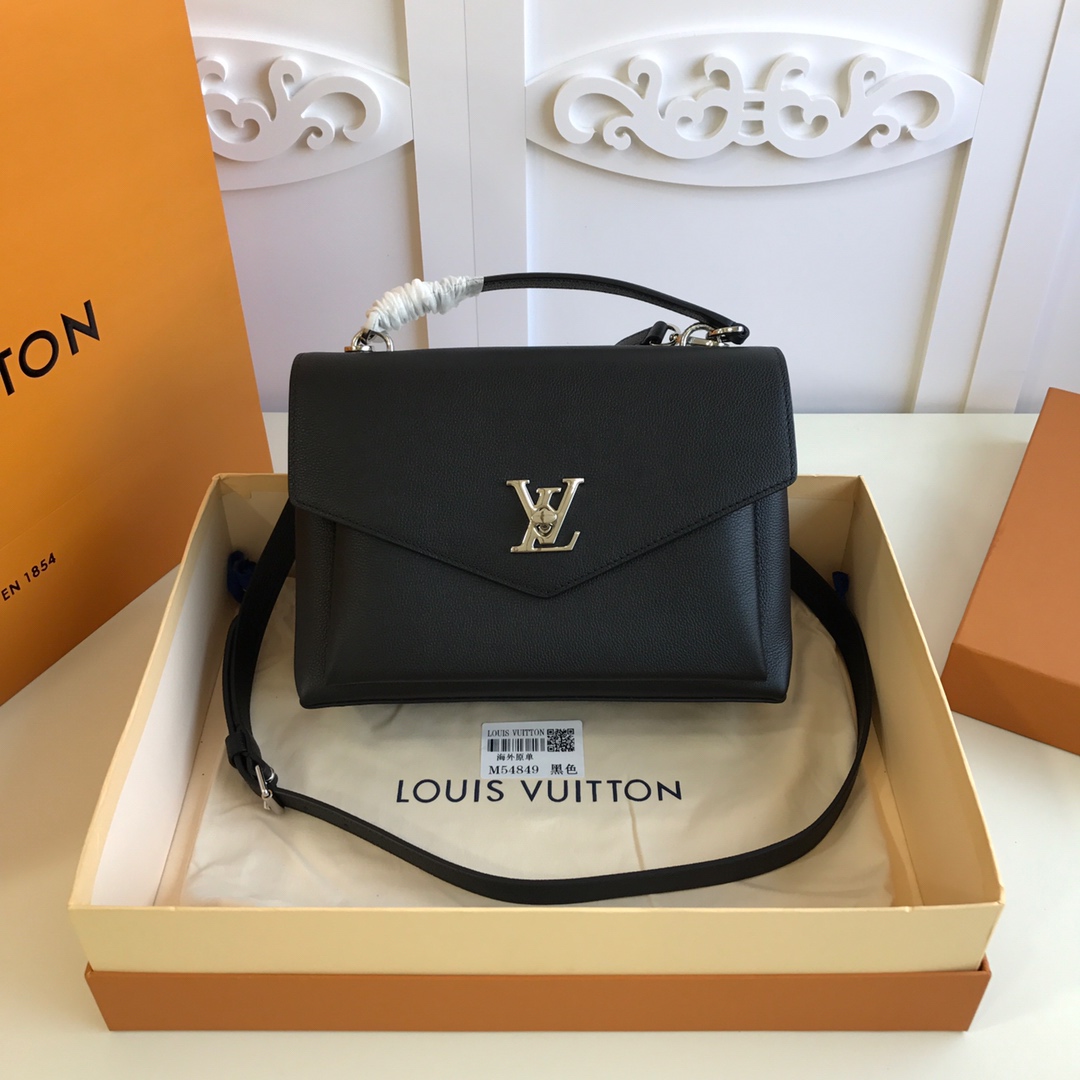 l0vis Vvtt0n mylockme satchel grained calfskin leather black m54849 28 x 20 x 11 cm
