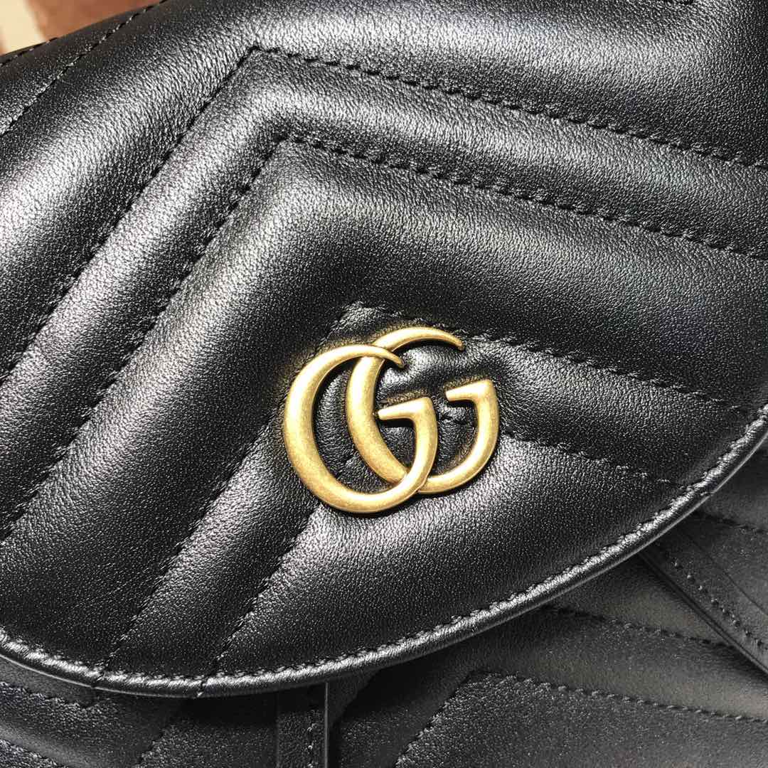 Gvc*1 gg marmont matelassé backpack black 528129 19 x 18.5 x 10 cm