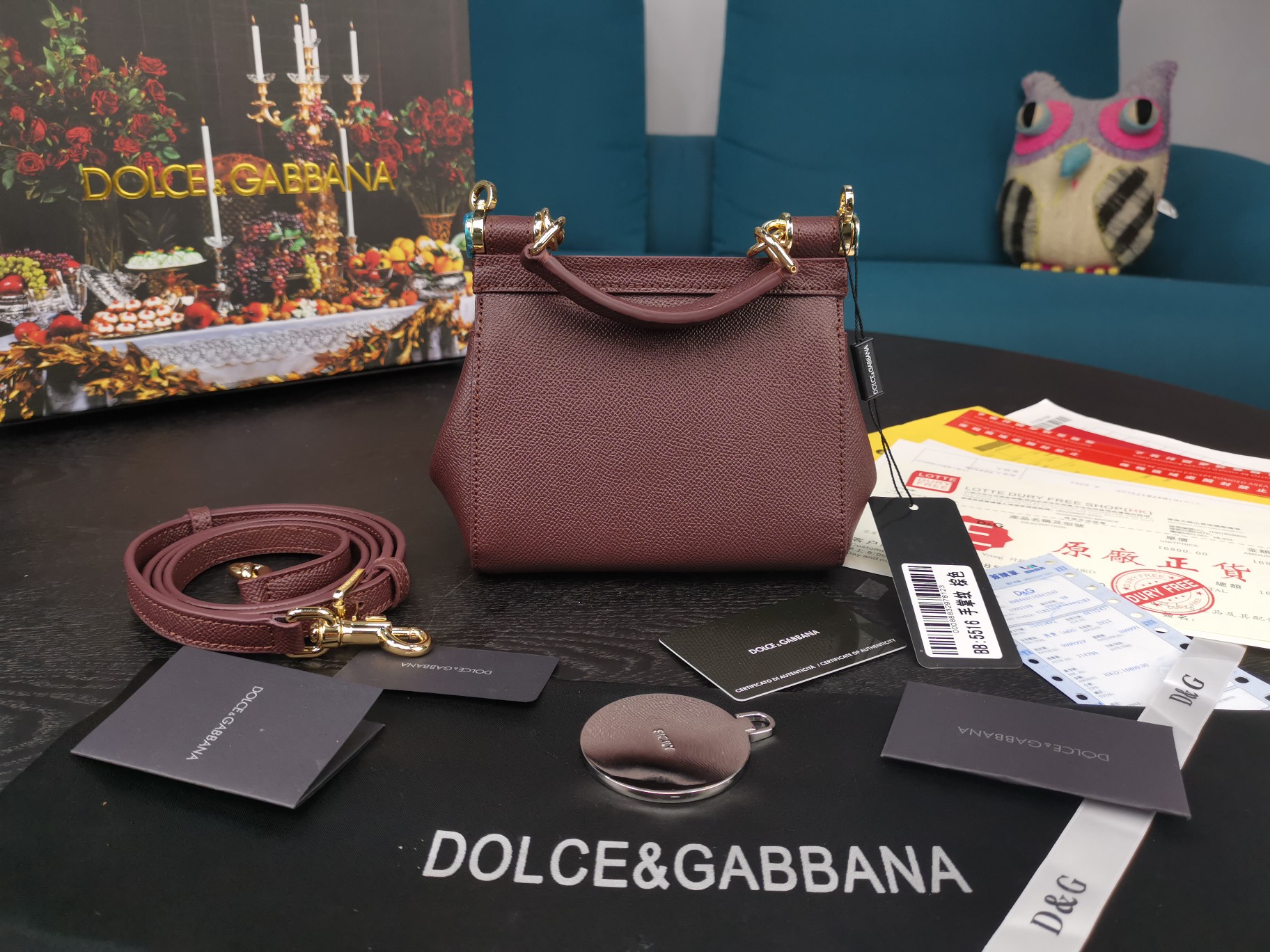 DOLCE&GABBANA MINI Dauphine Leather Sicily Bag Purple BB4825A1001 16 x 10 x 5 cm