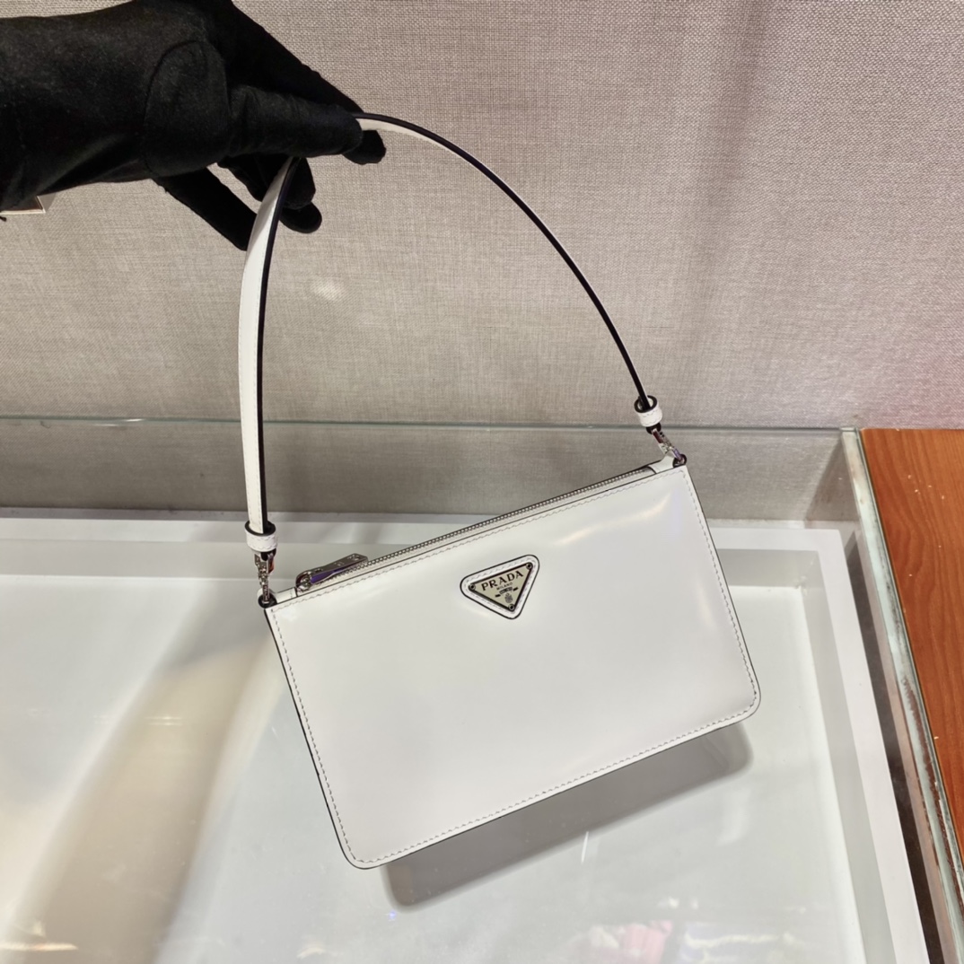 Pra*a mini saffiano leather bag white 1bc155 20 x 12 x 5.5 cm