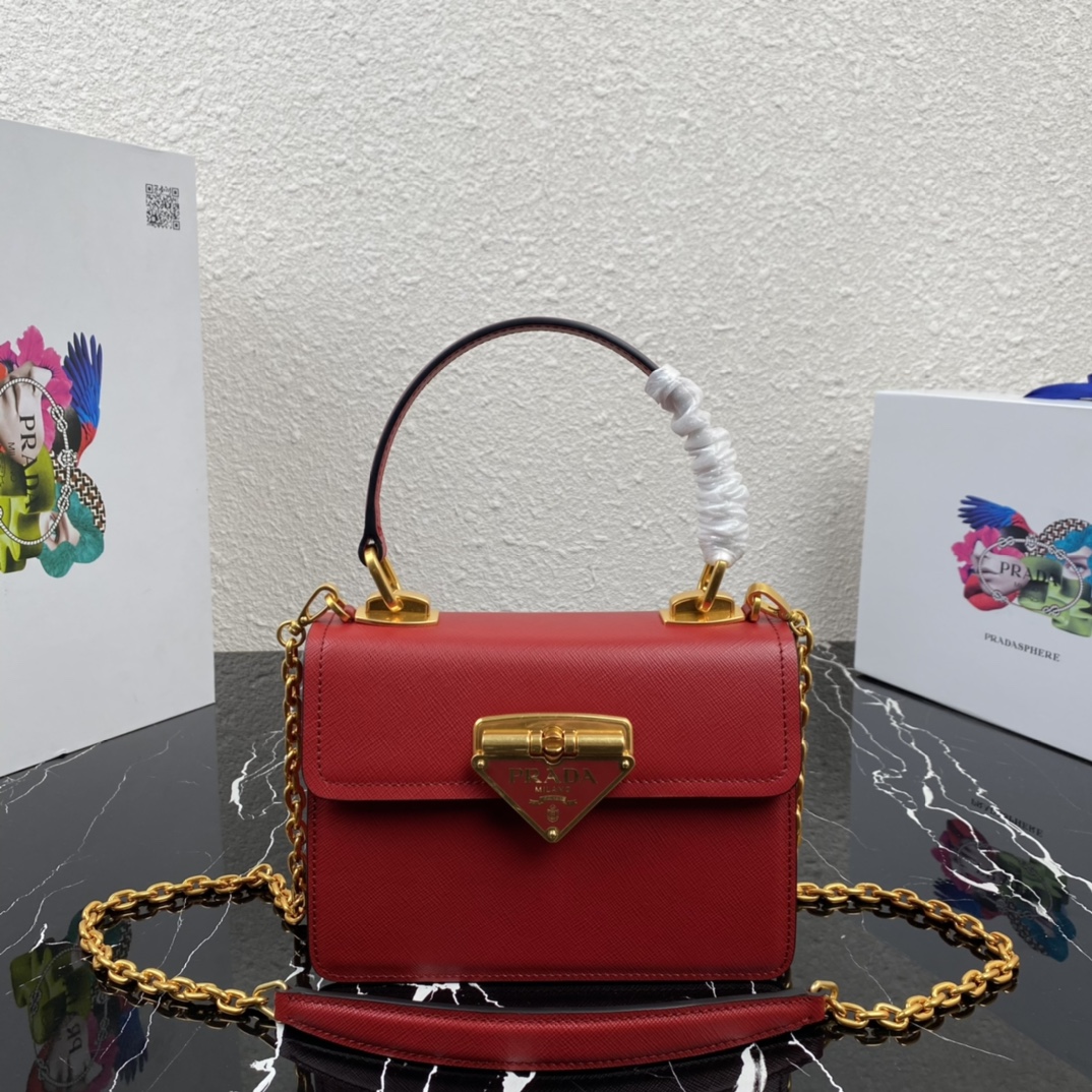 Pra*a symbole saffiano leather symbole bag red 1bn021 20 × 15 × 5 cm
