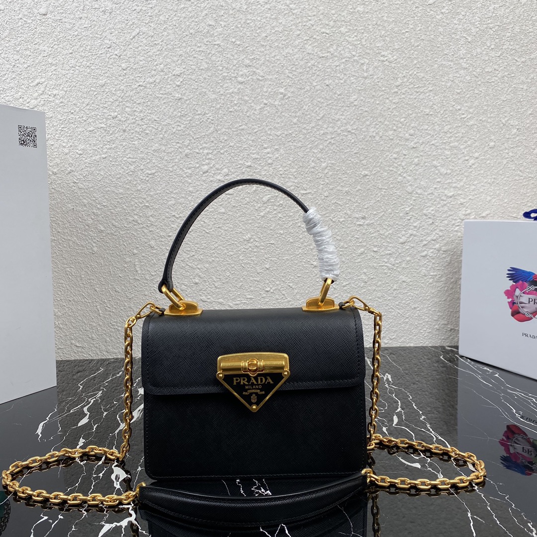 Pra*a symbole saffiano leather symbole bag black 1bn021 20 × 15 × 5 cm