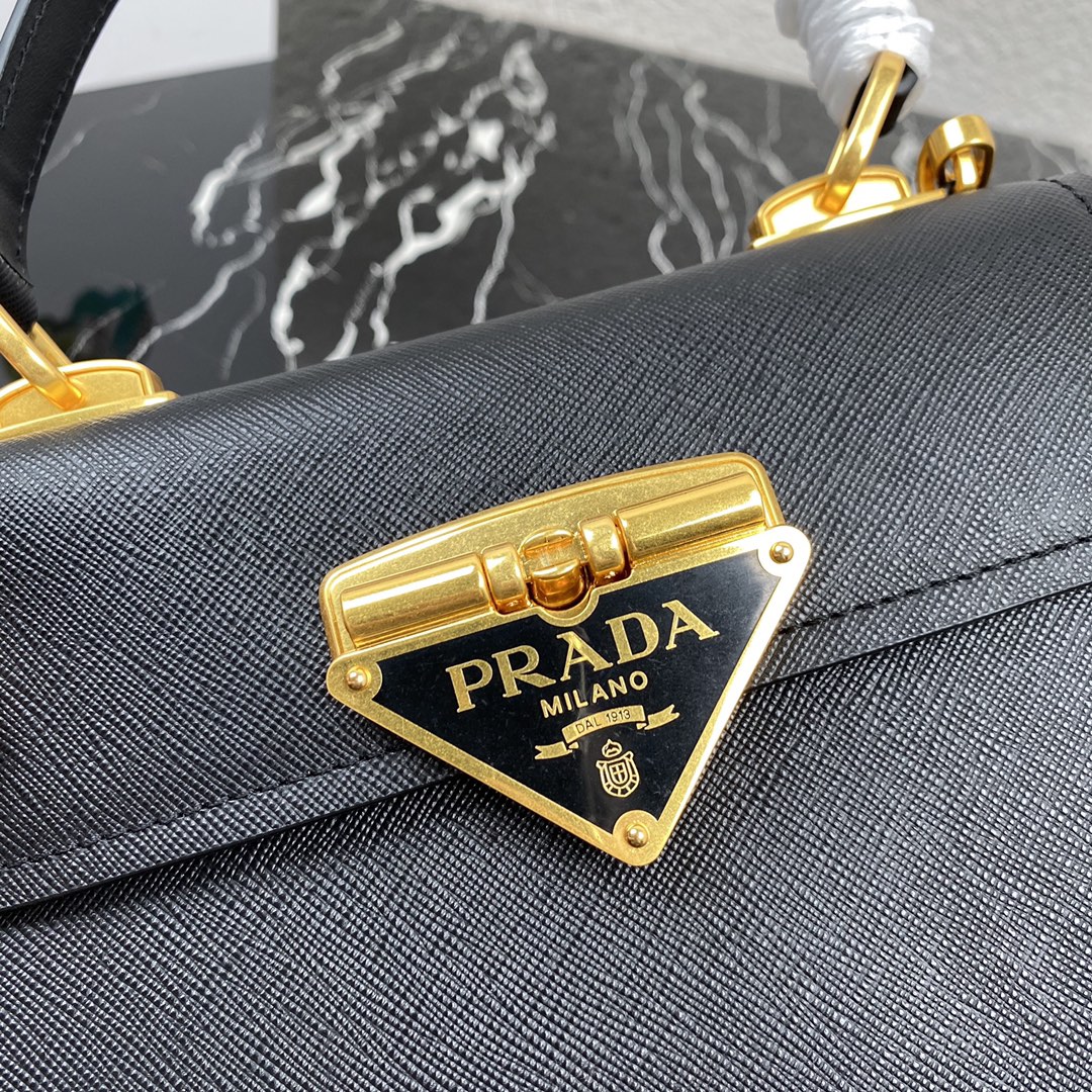 Pra*a symbole saffiano leather symbole bag black 1bn021 20 × 15 × 5 cm