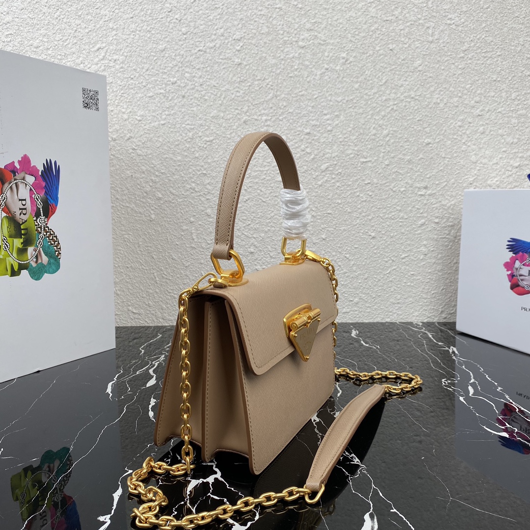 Pra*a symbole saffiano leather symbole bag cameo beige 1bn021 20 × 15 × 5 cm