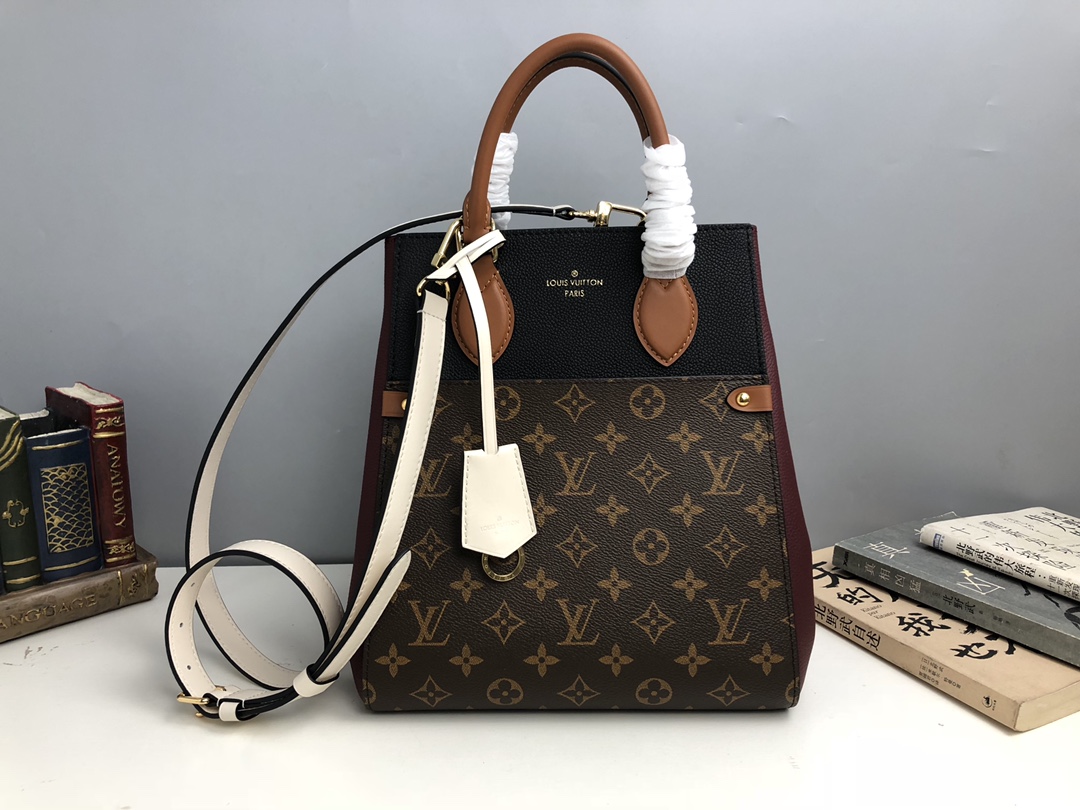 l0vis Vvtt0n fold tote mm monogram canvas purple and black m45409 23 x 28 x 19 cm