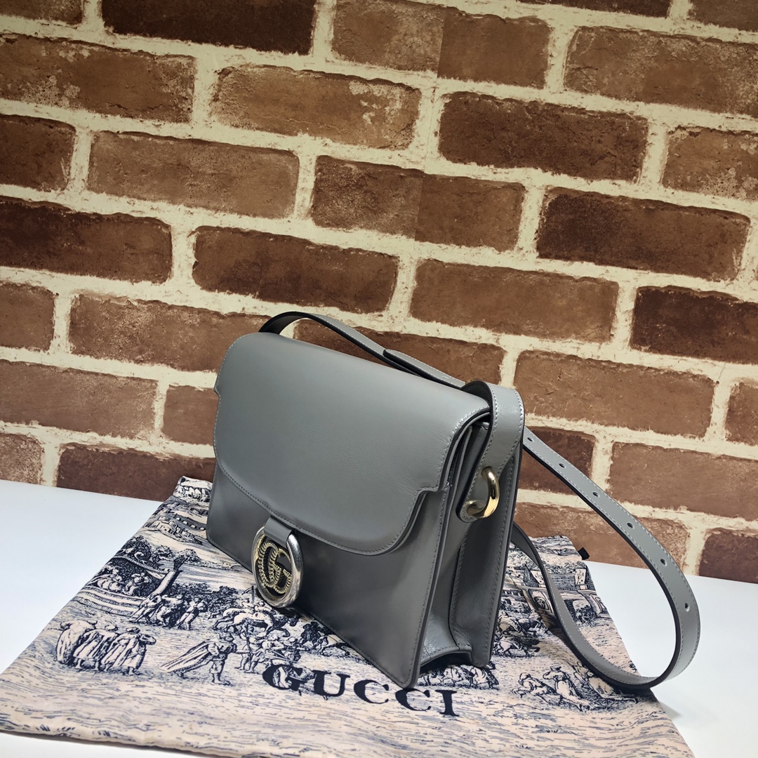 Gvc*1 gg ring shoulder bag leather grey 5894741 24 x 16 x 6 cm