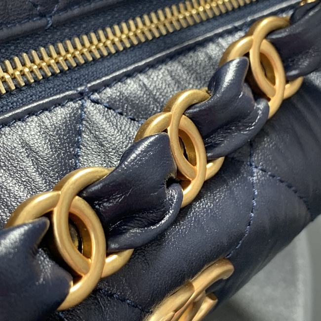 Ch**el hobo bag dark blue as2480 15 x 12.5 x 18 cm