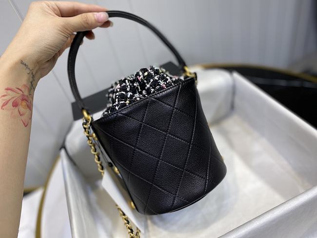 Ch**el small cc chain bucket drawstring bag black as1478 13 x 17 x 13 cm