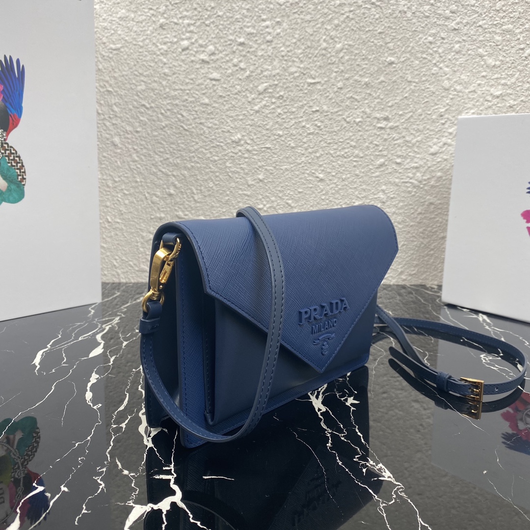 Pra*a mini saffiano leather bag dark blue 1bp020 20 x 12 x 4 cm
