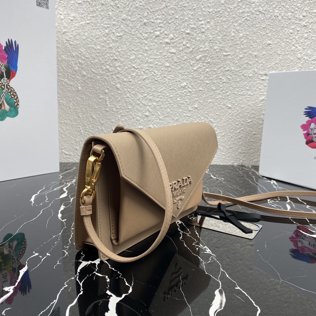 Pra*a mini saffiano leather bag beige 1bp020 20 x 12 x 4 cm