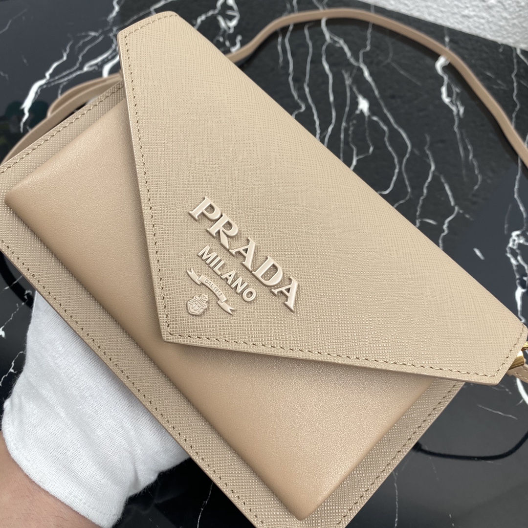 Pra*a mini saffiano leather bag beige 1bp020 20 x 12 x 4 cm