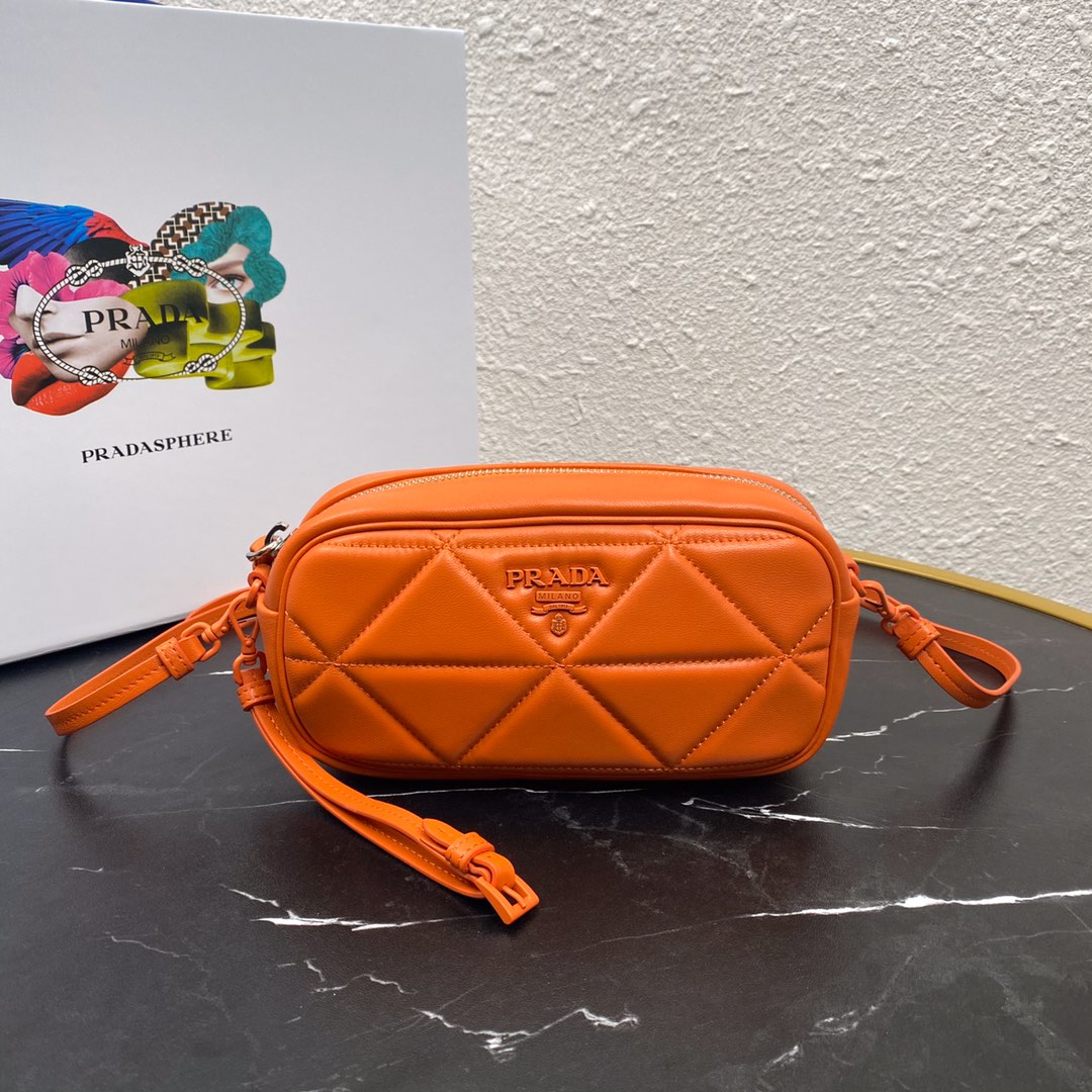 Pra*a mini spectrum quilted nappa leather orange 1dh046 10 x 19  x 5.5 cm