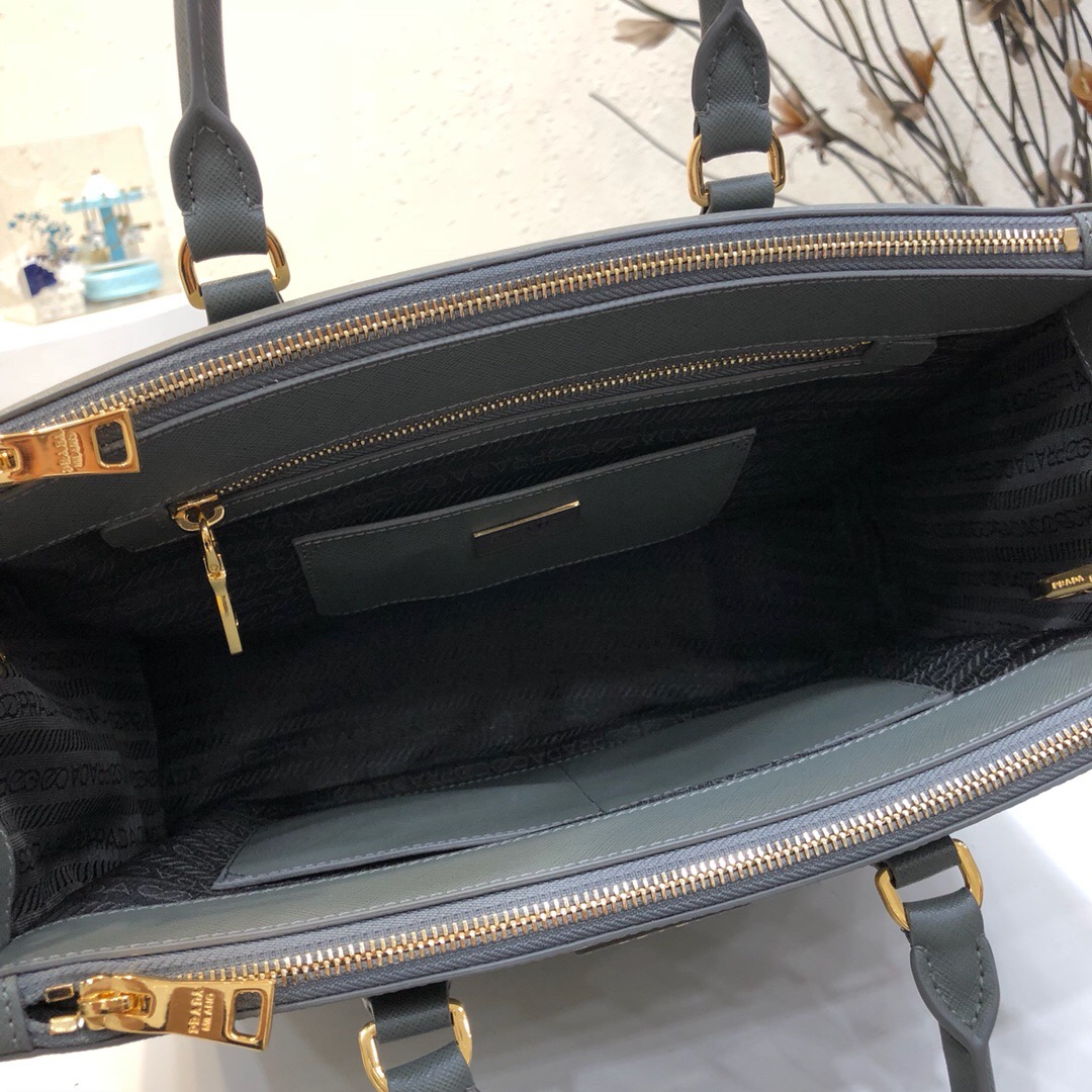 Pra*a large galleria saffiano leather bag state gray 1ba274 32 × 24 × 14 cm