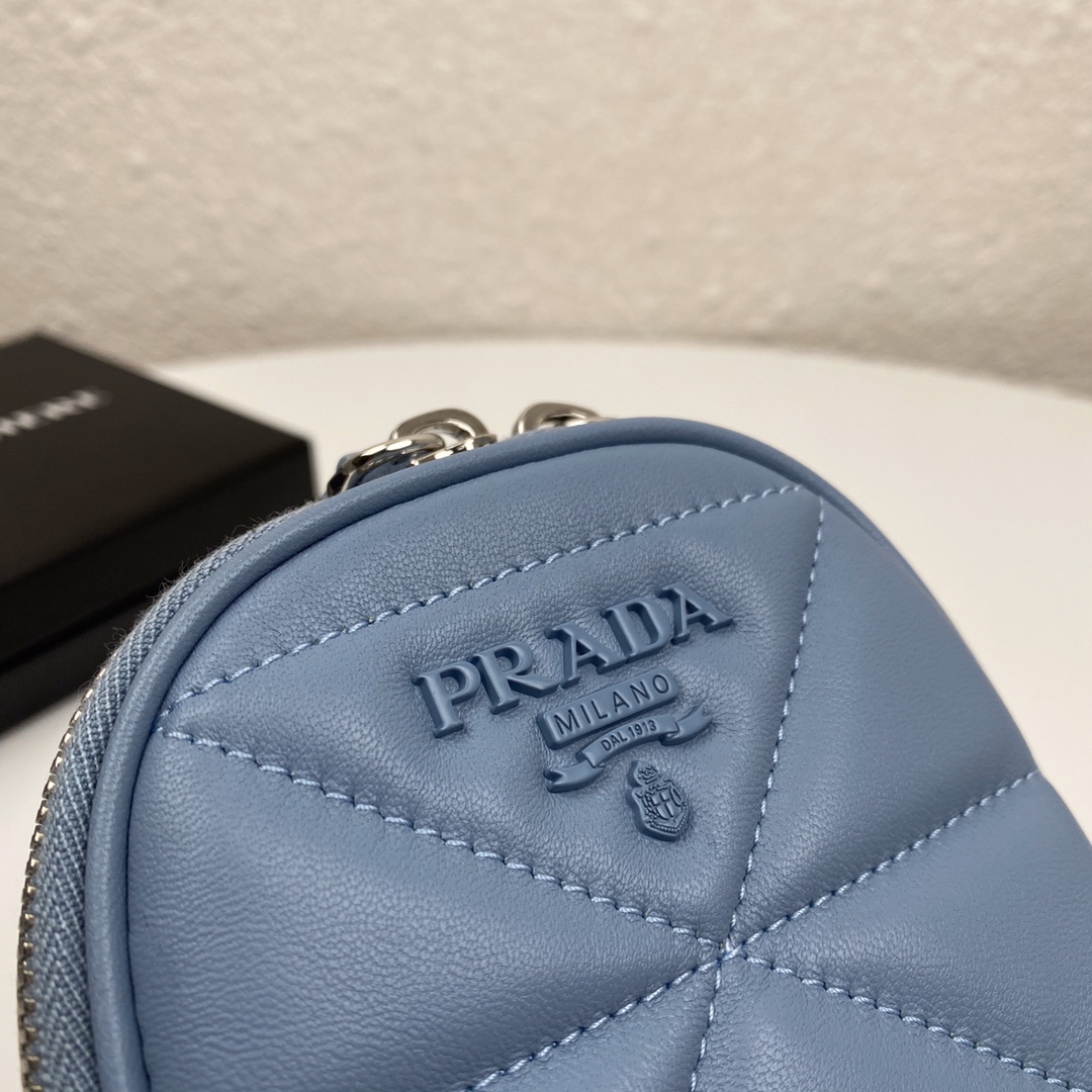 Pra*a mini spectrum quilted nappa leather blue 1dh030 10.5 x 18 cm