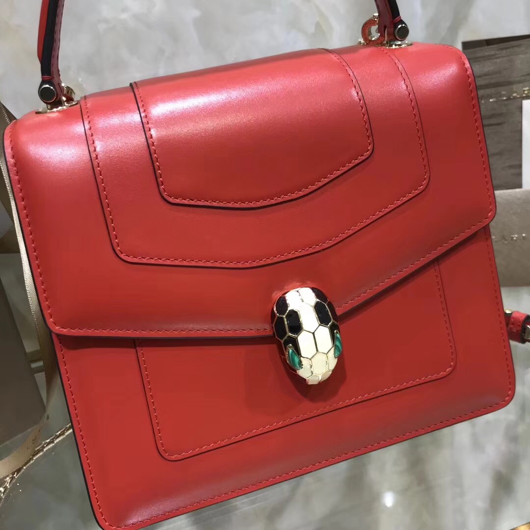 Bv1g*ai serpenti forever crossbody bag leather red 280165 20 x 16 x 9 cm