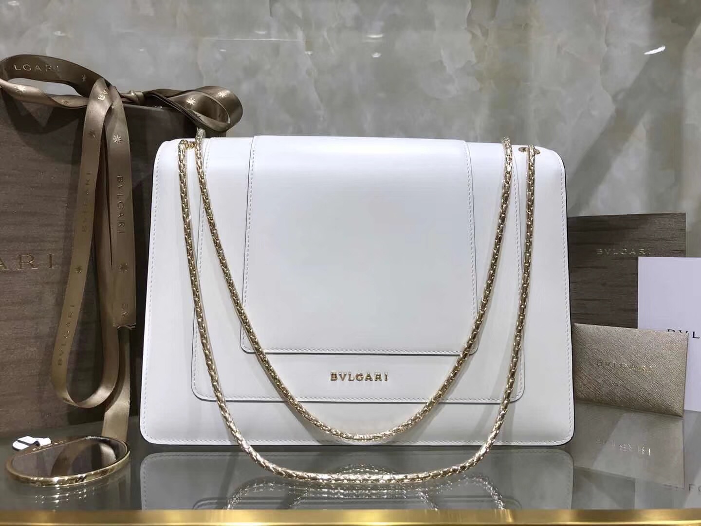 Bv1g*ai serpenti forever shoulder bag leather white 283170 28 x 19 x 8 cm