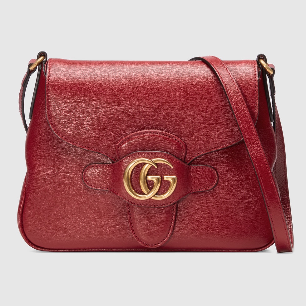 Gvc*1 small messenger bag with double g leather red 648934 23.5 x 17.5 x 5 cm