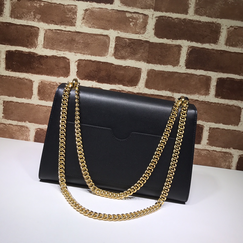 Gvc*1 medium padlock shoulder bag leather black 409486 30 x 19 x 10 cm