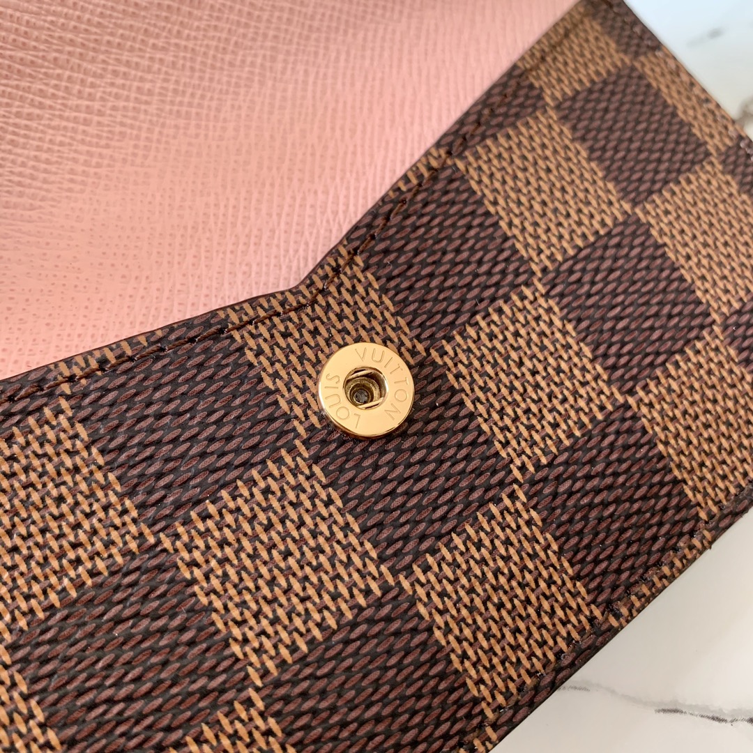 l0vis Vvtt0n card holder recto verso damier ebene canvas rose ballerine n60405 13 cm