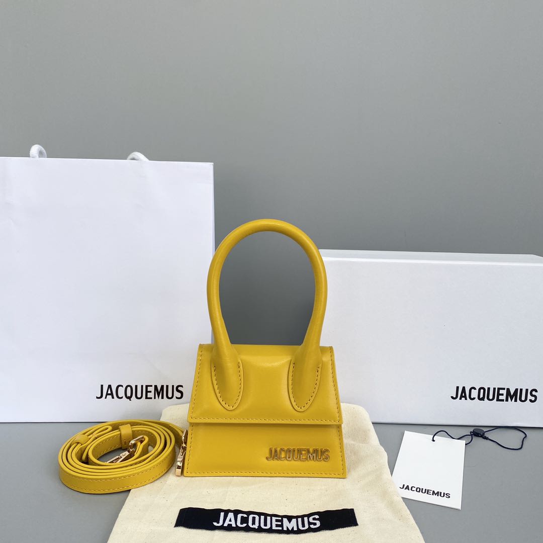 JACQUEMUS LE CHIQUITO Mini Leather Bag Yellow 213BA01 12 x 8 x 5 cm