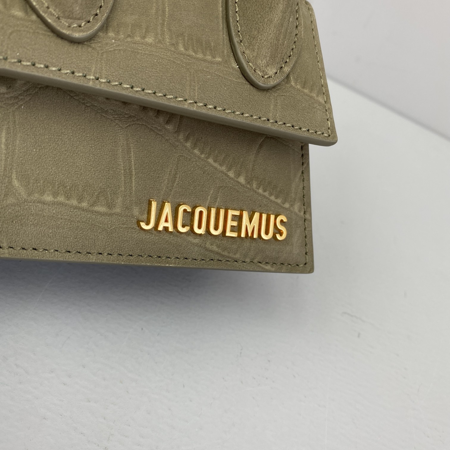 JACQUEMUS LE CHIQUITO Mini Crocodile Leather Bag Dark Green 213BA01 12 x 8 x 5 cm