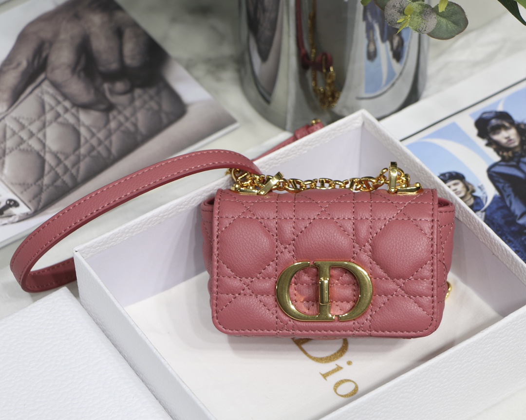 d10r micro caro bag S*pple cannage calfskin pink s2022 13 x 8 x 4 cm