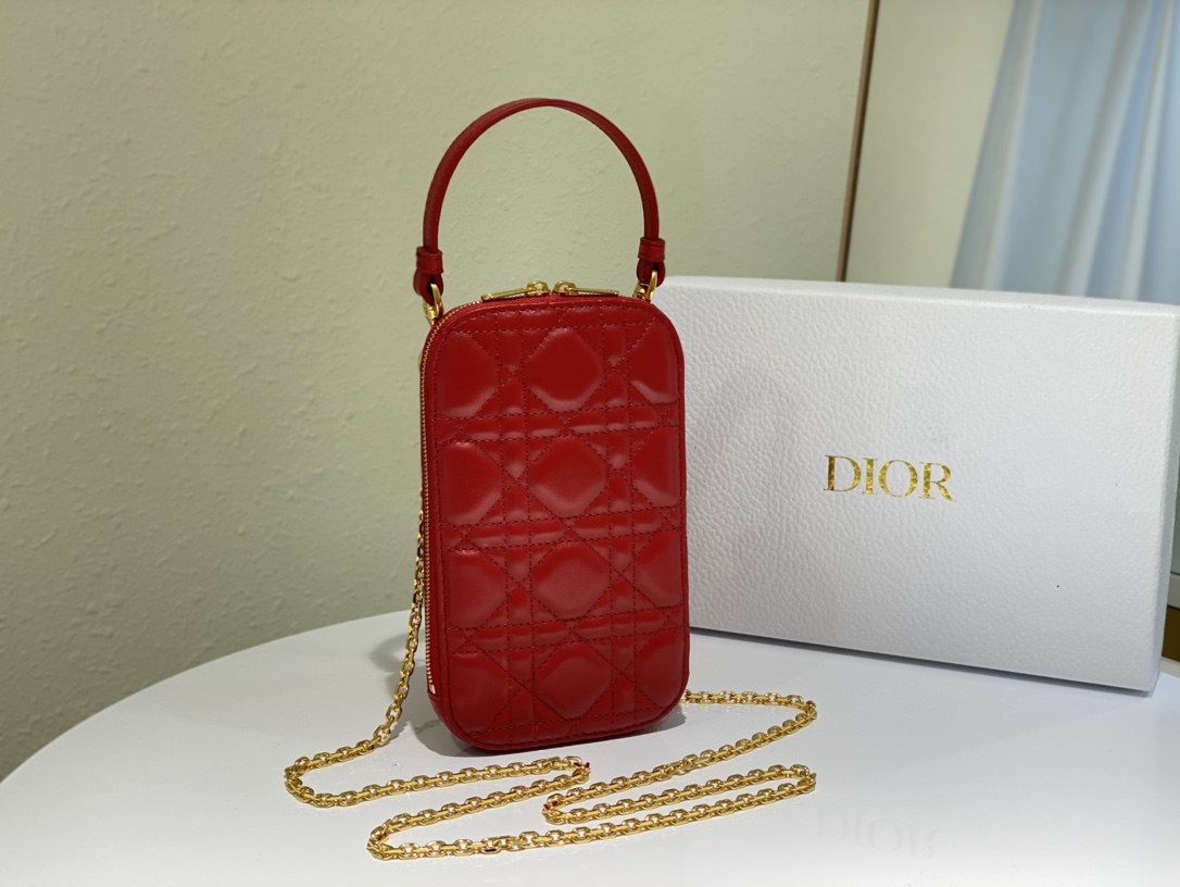 D10r lady D10r phone holder cannage lambskin red s0872 18 cm