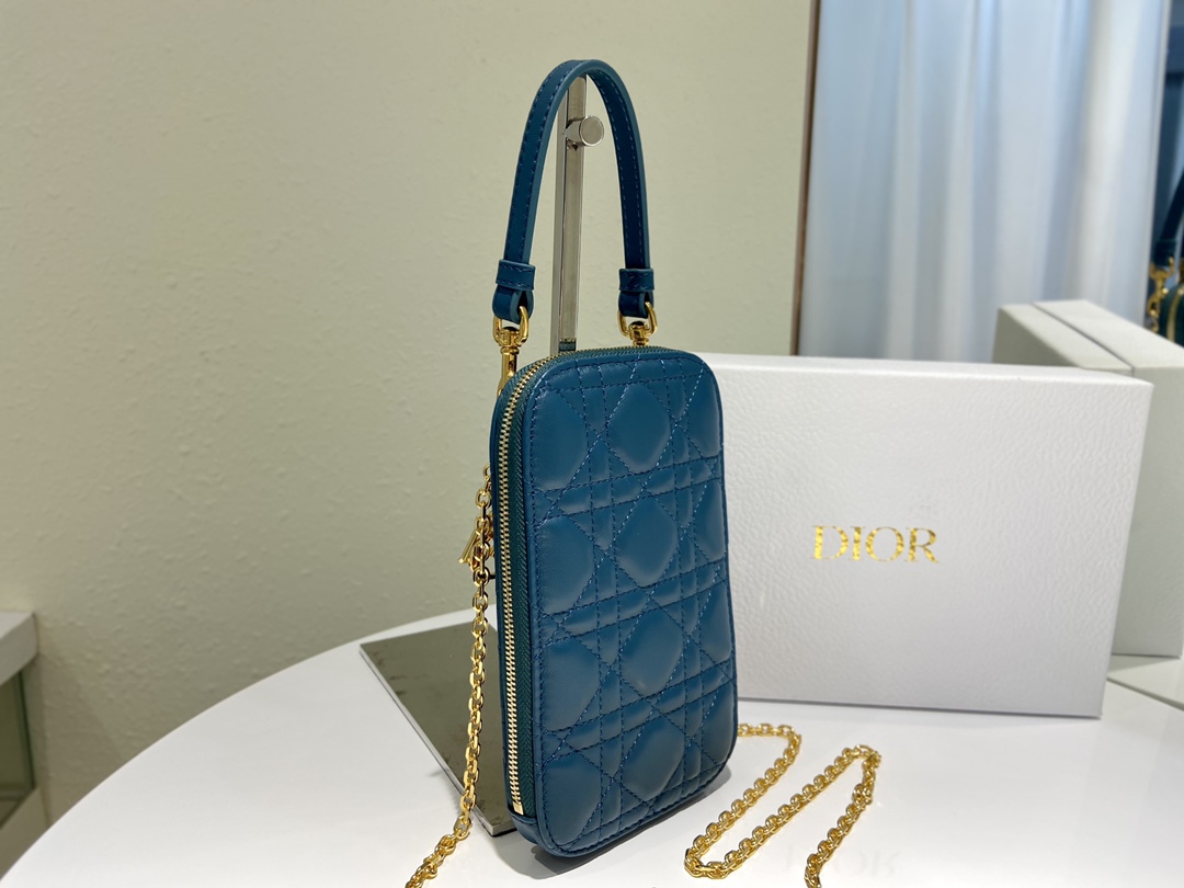 D10r lady D10r phone holder cannage lambskin blue s0872 18 cm