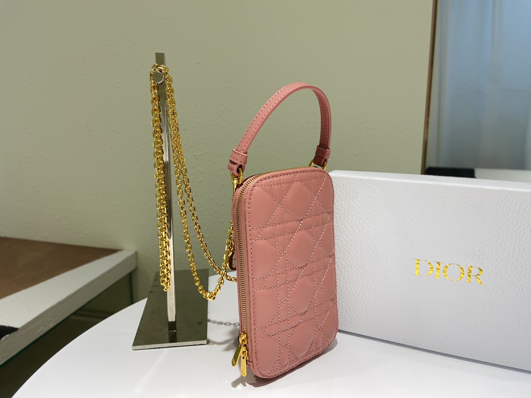D10r lady D10r phone holder cannage lambskin blush s0872 18 cm