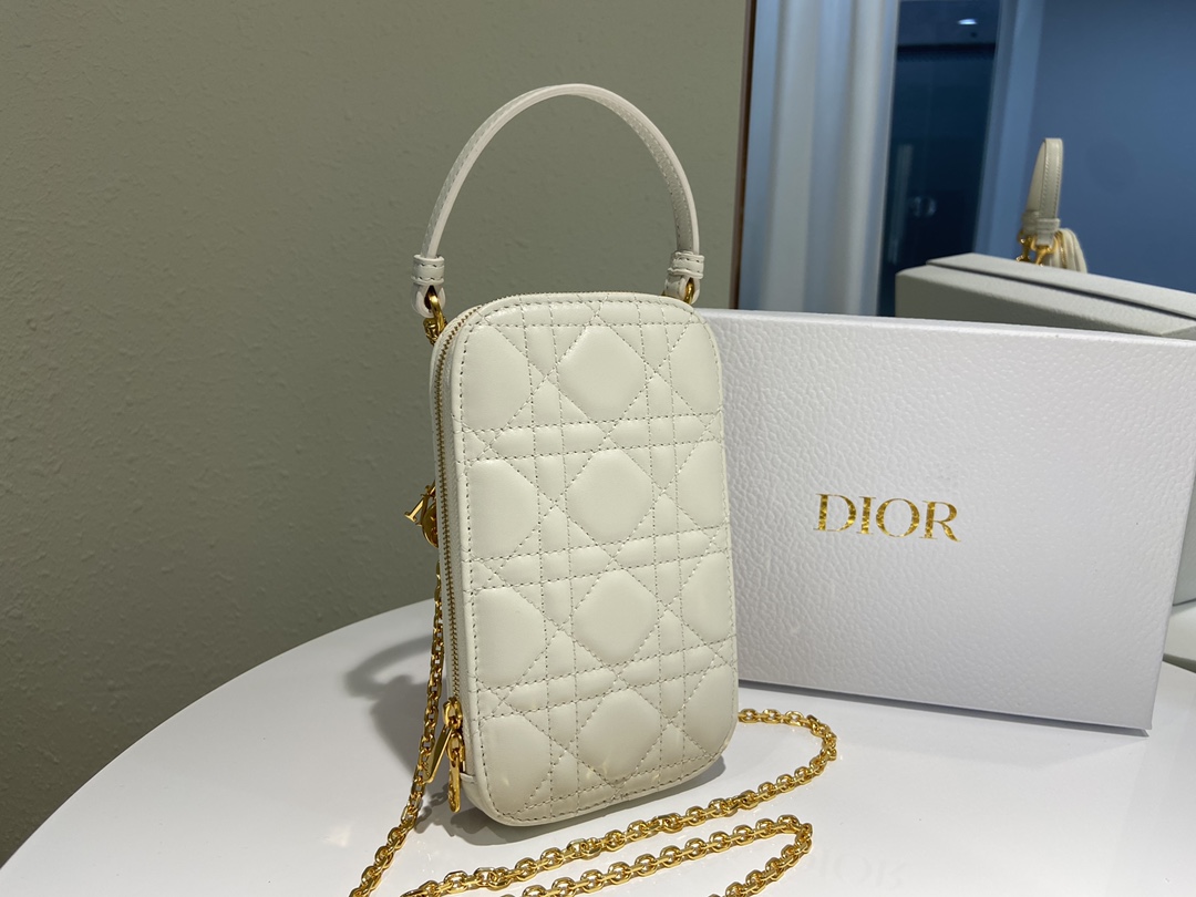 D10r lady D10r phone holder cannage lambskin white s0872 18 cm