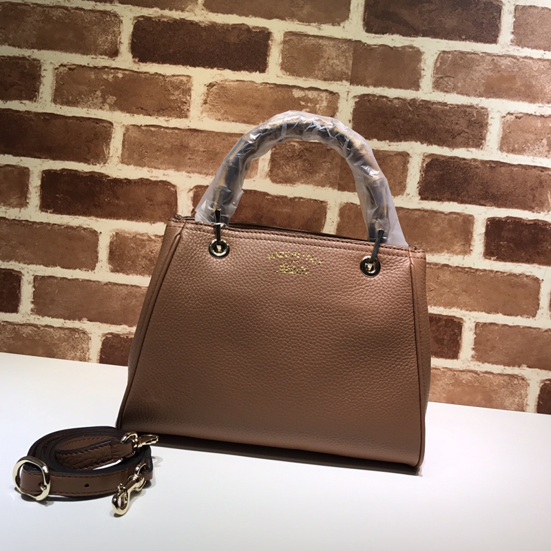 Gvc*1 bamboo shopper leather tote brown 336032 28 x 22 x 12 cm