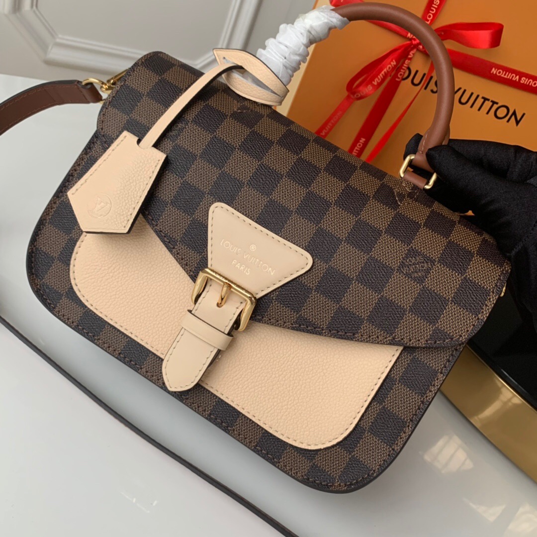 l0vis Vvtt0n beaumarchais 2way crossbody bag damier ebene canvas creme/beige n40148 25 x 18.5 x 9.5 cm