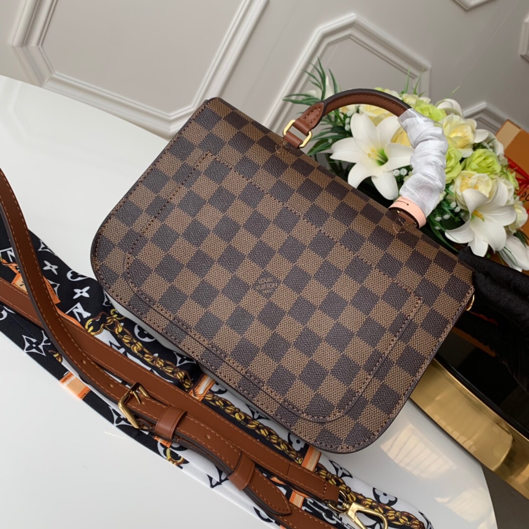 l0vis Vvtt0n beaumarchais 2way crossbody bag damier ebene canvas rose pink/beige n40148 25 x 18.5 x 9.5 cm