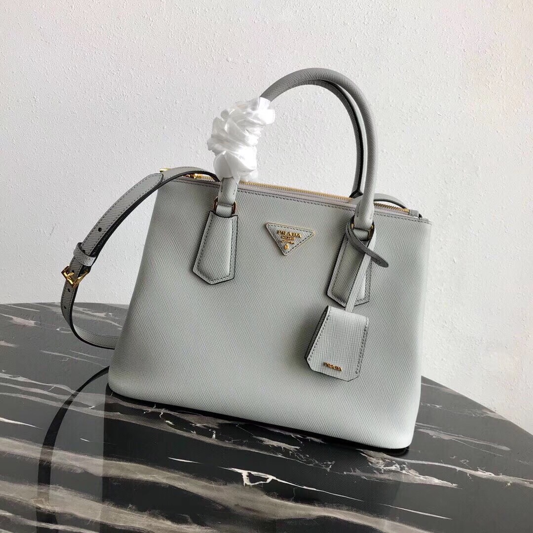 Pra*a medium galleria saffiano gray 1ba232 31 × 22.5 × 13.5 cm