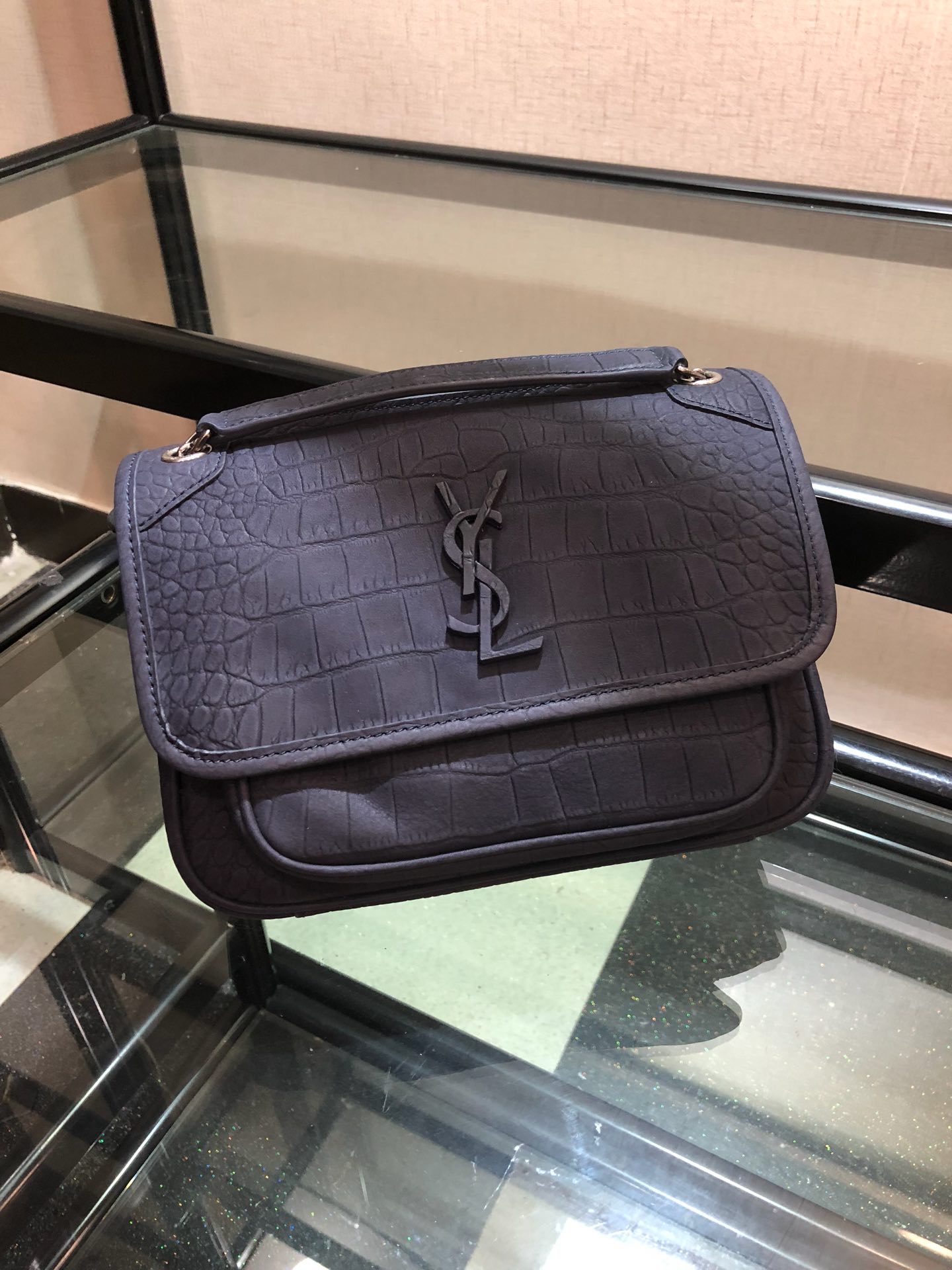 Y51 niki baby in crocodile leather purple 6331511 21 x 16 x 7.5 cm